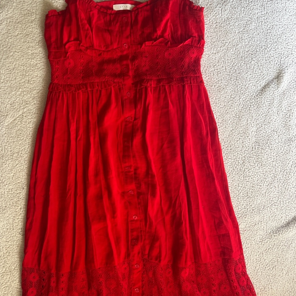 LUSH Elegant Red Strapless Dress - Picture 3 of 5